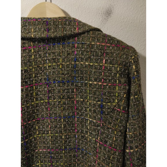 Uniform By John Paul Richard Green Tweed Acrylic Button Blazer Size 12 - Picture 6 of 9
